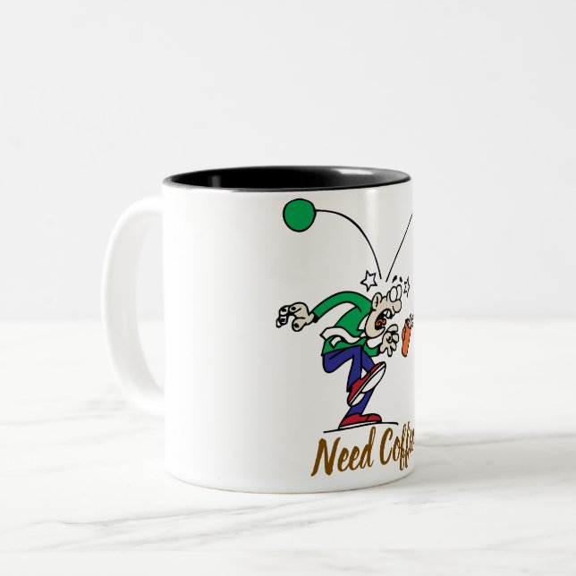 Em Dois Tons Caneca de café com desenho de desenho animado (Frente Esquerda)