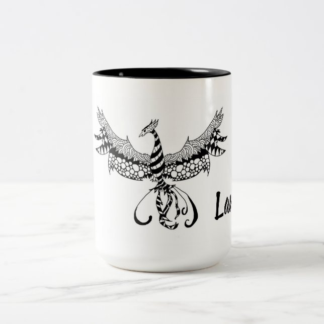 Em Dois Tons Caneca de café com design de Phoenix (Centro)