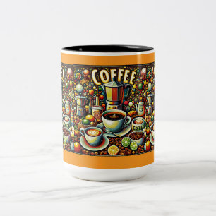 Em Dois Tons Caneca de Café com Design Geométrico