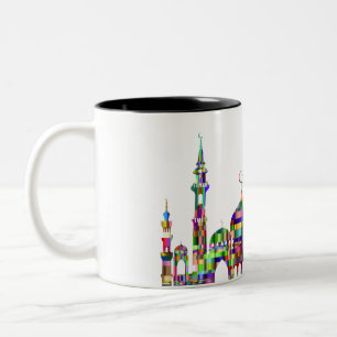 Em Dois Tons Caneca de café com design prismático colorido da