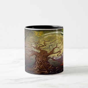 Em Dois Tons Caneca de Café com Duas Cores da Árvore Assustador