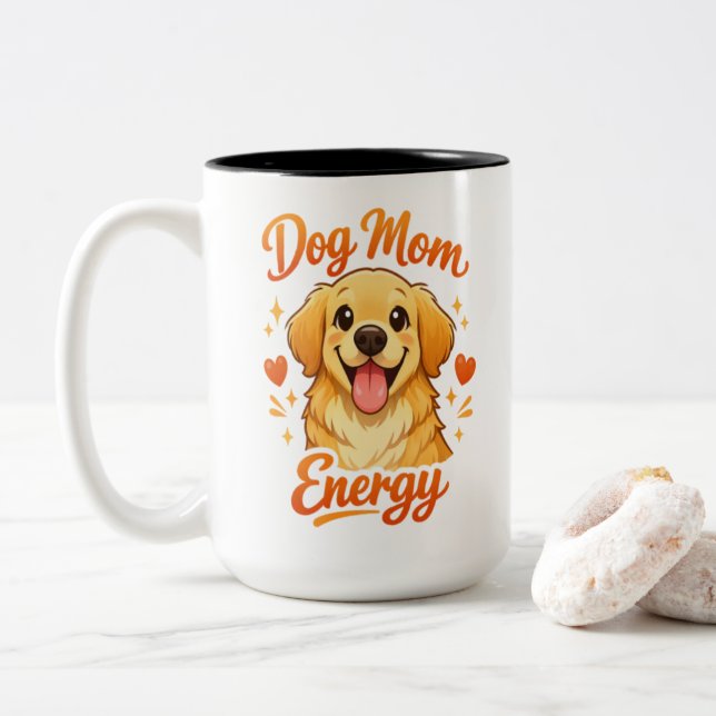 Em Dois Tons Caneca de Café com Energia de Mãe de Cachorro Fofo (Com Donut)