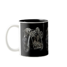 Caneca de café com equipamento de motocicleta pret
