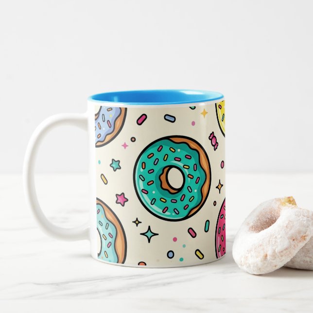 Em Dois Tons Caneca de Café com Estampa de Donut (Com Donut)