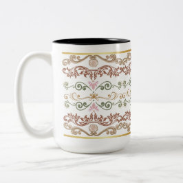 Em Dois Tons Caneca de Café com Estampa Floral Vintage Damask |