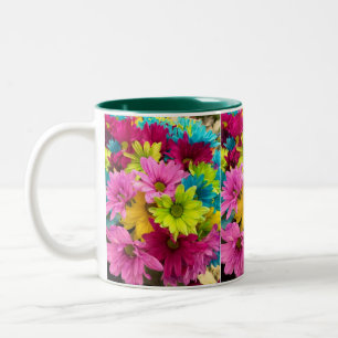 Em Dois Tons Caneca de café com flores agradáveis