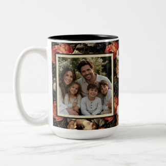 Em Dois Tons Caneca de Café com Foto Floral Vintage da Família