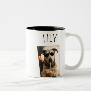 Em Dois Tons Caneca de Café com Foto Personalizada do Animal de