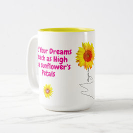 Em Dois Tons Caneca de Café com Girassol (Citação Motivacional