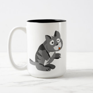 Em Dois Tons Caneca de Café com Ilustração de Gato Cinza Divert