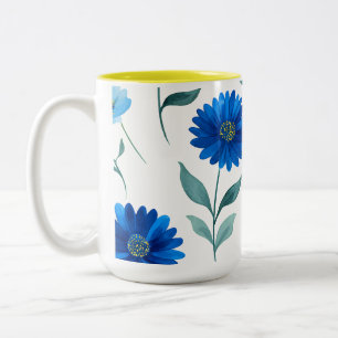 Em Dois Tons Caneca de Café com Impressão Floral Encantadora