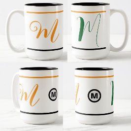 Em Dois Tons Caneca de Café com Inicial Monogramada Única (Idei
