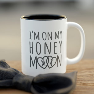 Em Dois Tons Caneca de Café com Monograma de Lua de Mel do Sr.