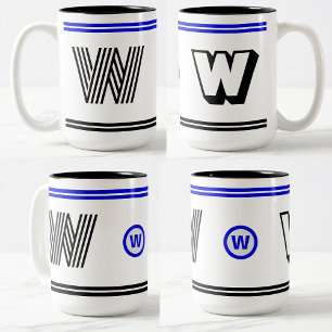 Em Dois Tons Caneca de Café com Monograma Único (Presente com L