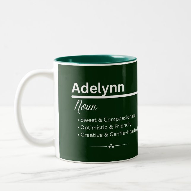 Em Dois Tons Caneca de Café com Nome Personalizado Adelynn Sign (Esquerda)
