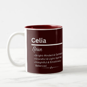 Em Dois Tons Caneca de Café com Nome Personalizado Celia Signif