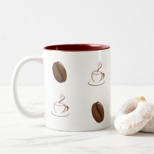 Em Dois Tons Caneca de café com padrão de grãos de café