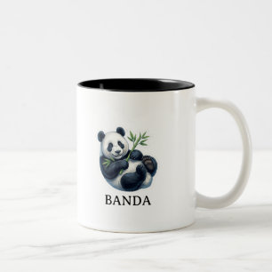 Em Dois Tons Caneca de Café com Panda Fofo e Brincalhão Comendo