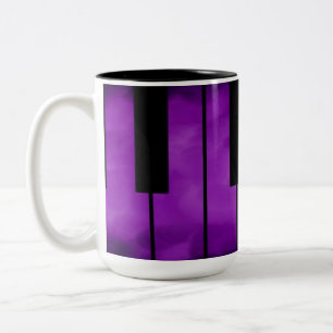 Em Dois Tons Caneca de Café com Teclas de Piano Purpura Música