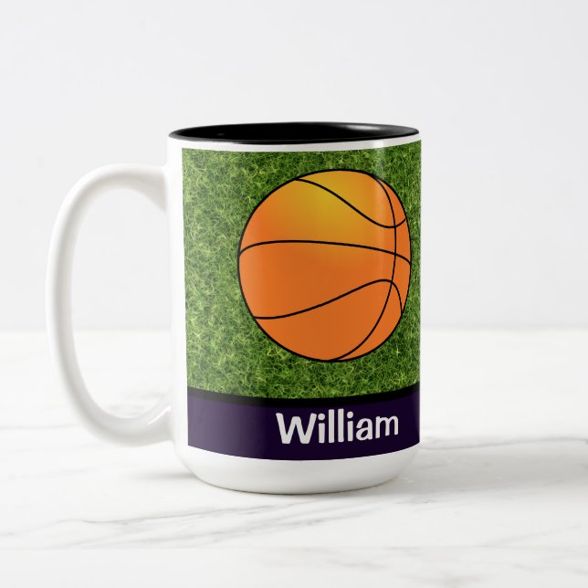 Em Dois Tons Caneca de café com tema de basquete (Esquerda)