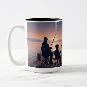 Em Dois Tons Caneca de Café com Tema de Pesca