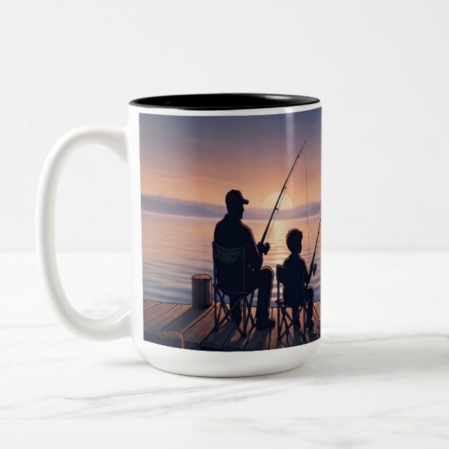 Em Dois Tons Caneca de Café com Tema de Pesca (Esquerda)