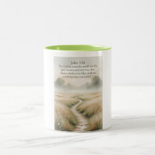 Em Dois Tons Caneca de Café com Versículo Bíblico João 3:16