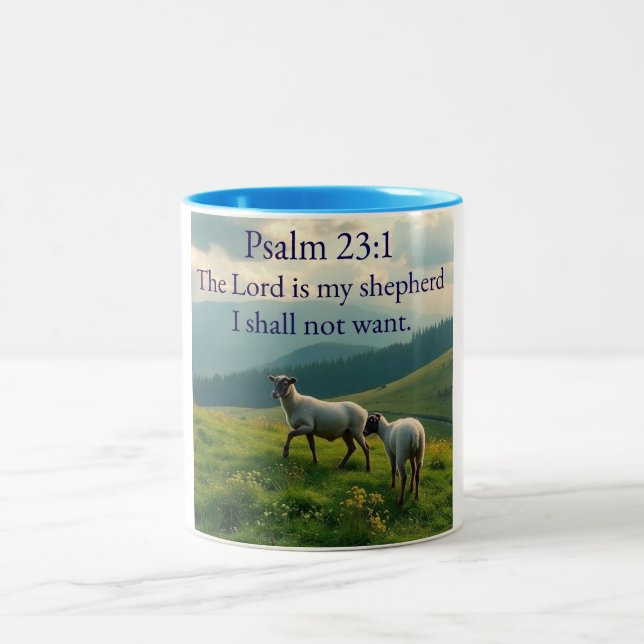 Em Dois Tons Caneca de Café com Versículo Bíblico Salmo 23:1 (Centro)