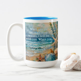 Em Dois Tons Caneca de Café Concha de Isaiah 43:2