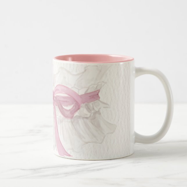 Em Dois Tons Caneca de Café Coquette com Laço Rosa Delicado (Direita)