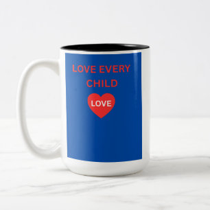 Em Dois Tons Caneca de Café Coração de Toda Criança Inspirado
