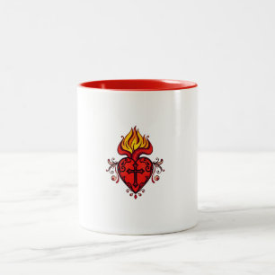 Em Dois Tons Caneca de Café Coração Sagrado de Jesus Católico