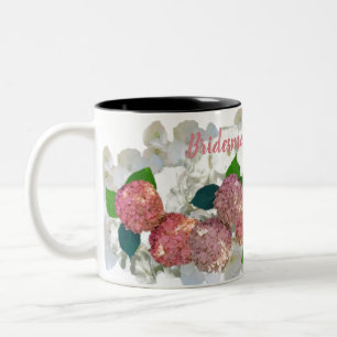 Em Dois Tons Caneca de Café Coral Salmão Floral Damas de Honra