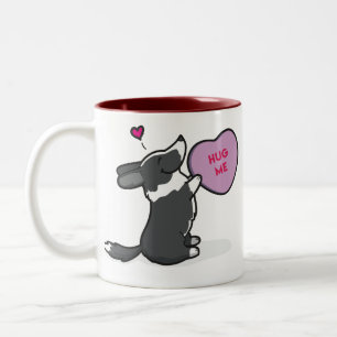Em Dois Tons Caneca de café Corgi-Preta do 2015-Cardigan dos