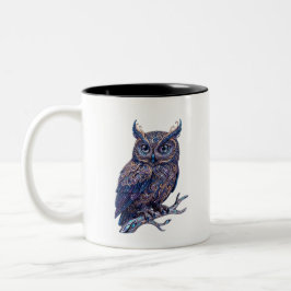 Em Dois Tons Caneca de Café Coruja Ornamentada Mística - Arte C