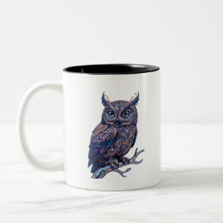 Em Dois Tons Caneca de Café Coruja Ornamentada Mística - Arte C