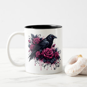Em Dois Tons Caneca de Café Corvo de Halloween