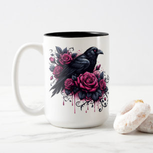 Em Dois Tons Caneca de Café Corvo de Halloween