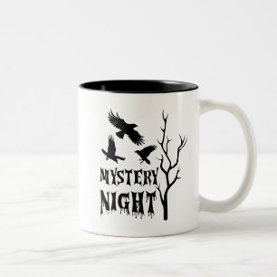 Em Dois Tons Caneca de Café Corvo Gótico Noite Misteriosa