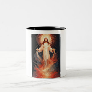 Em Dois Tons Caneca de café cristã Glorioso Cristo Ressuscitado