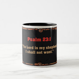 Em Dois Tons Caneca de café cristã versículo bíblico Salmo 23:1