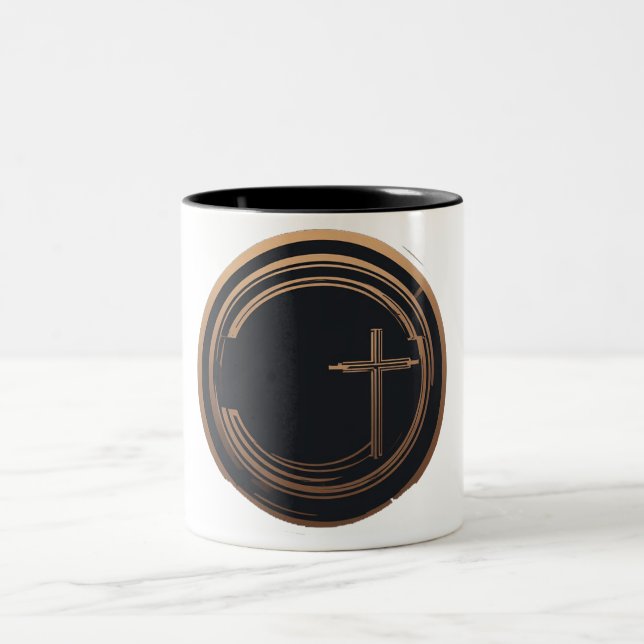 Em Dois Tons Caneca de Café Cruz Cristã Moderna (Centro)