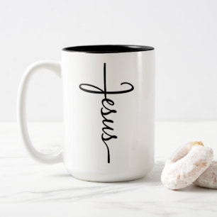 Em Dois Tons Caneca de Café Cruz de Jesus