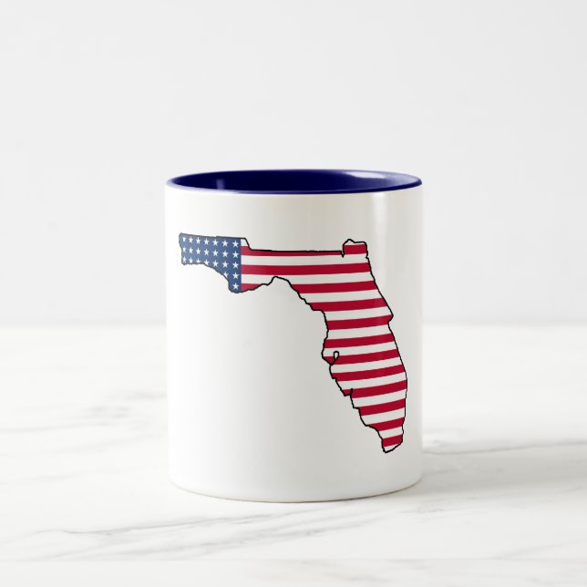 Em Dois Tons Caneca de café da bandeira americana da Flórida (Centro)