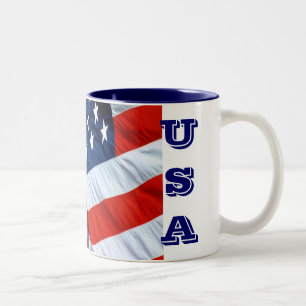 Em Dois Tons Caneca de café da bandeira dos EUA