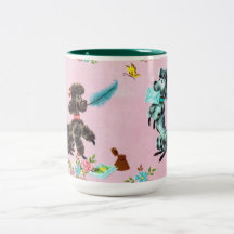 Caneca de café da caniche do vintage