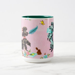 Em Dois Tons Caneca de café da caniche do vintage