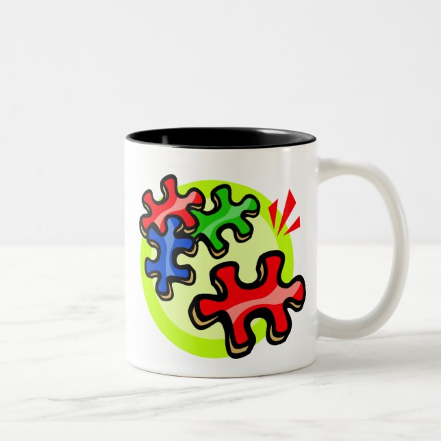 Em Dois Tons Caneca de café da consciência do autismo (Direita)