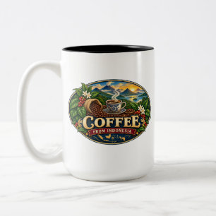 Em Dois Tons Caneca de Café da Indonésia Vintage com Duas Cores