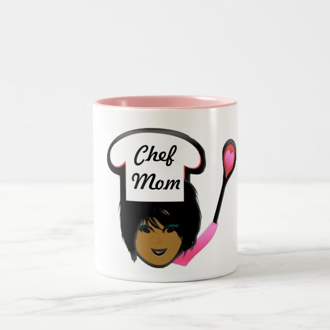 Em Dois Tons Caneca de café da mamã do cozinheiro chefe (Centro)